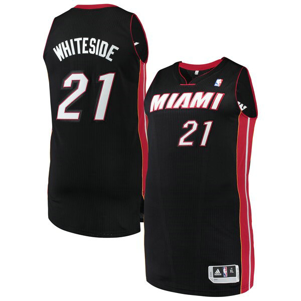 Maillot Miami Heat Homme Hassan Whiteside 21 adidas Fini authentique Noir